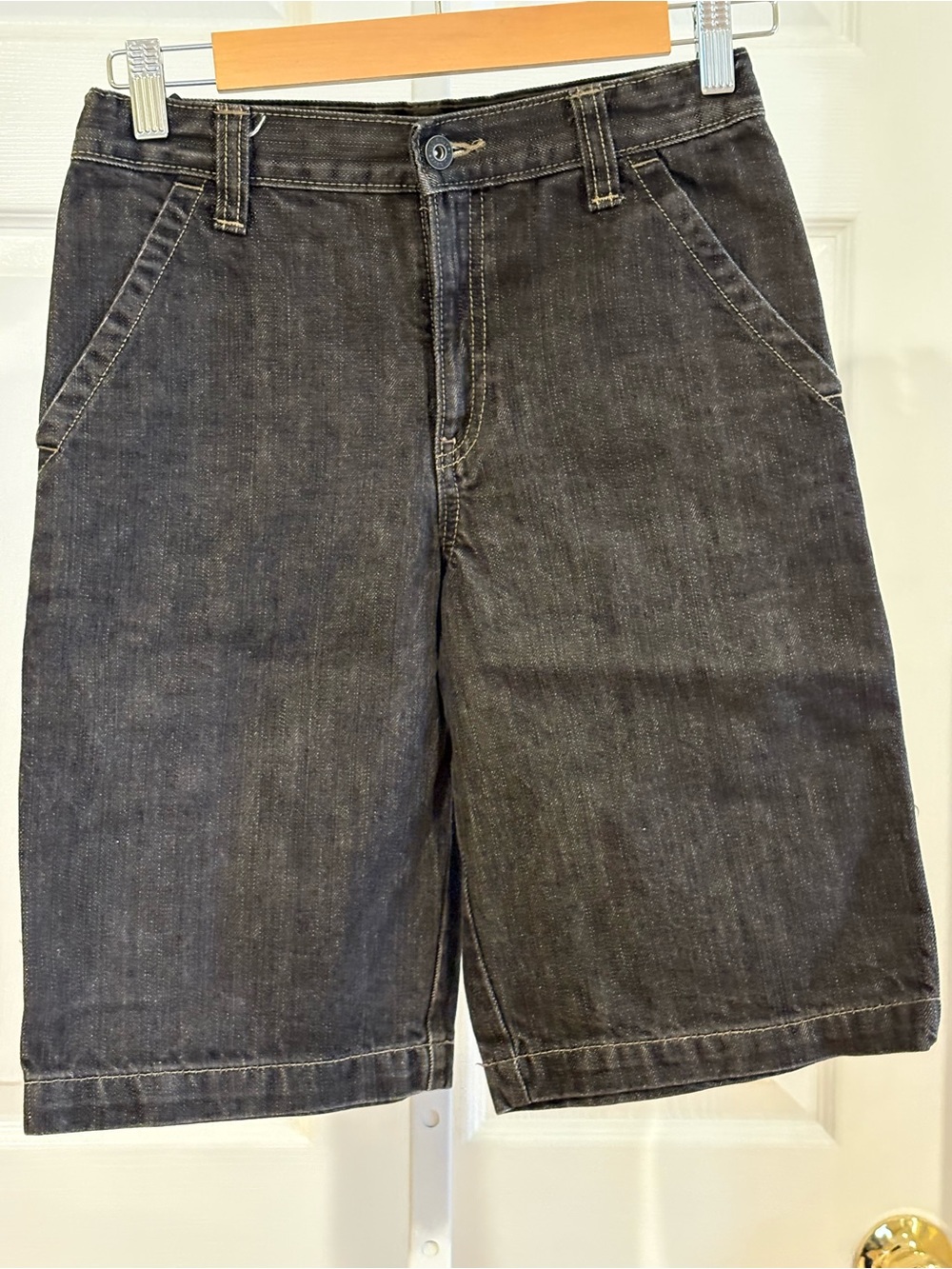 NWOT Boys Old Navy black Carpenter Jean Shorts -adjustable waist 14